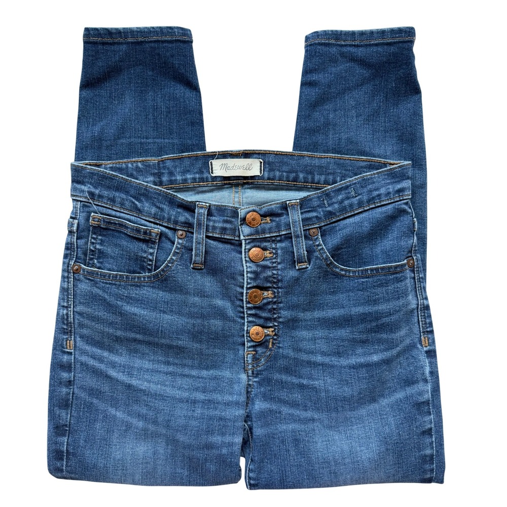 Madwell 9 High Rise Skinny Jeans Button Fly Blue Denim 28P Petite